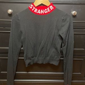 Forever 21 “Stranger” Crop Top Mock Neck long Sleeve Sweater
